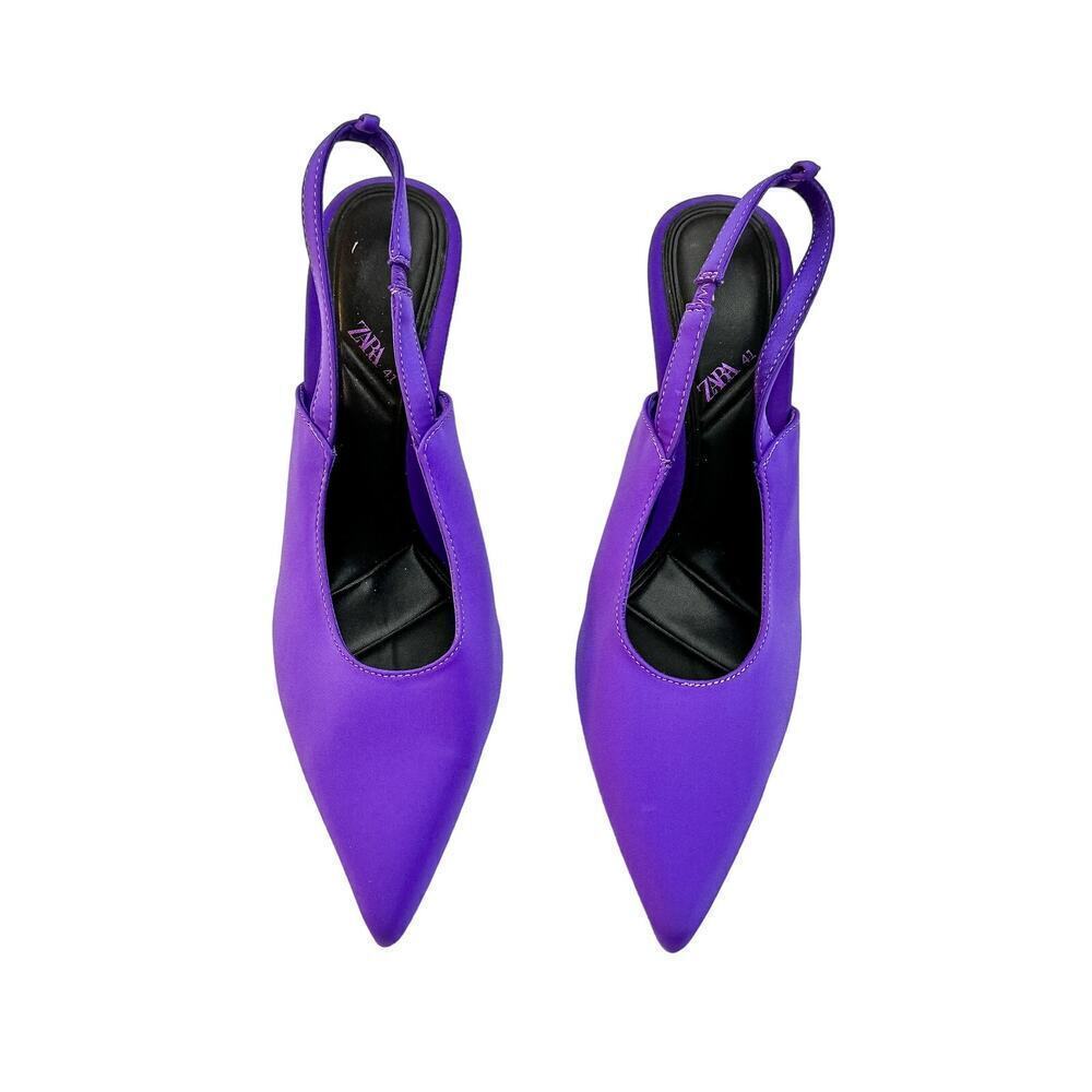 Zara Purple Pointed Slingback Heels